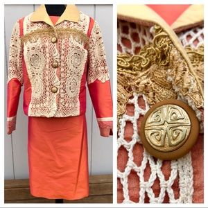 Rare Vintage Lili Butler Silk Lace Suit Set